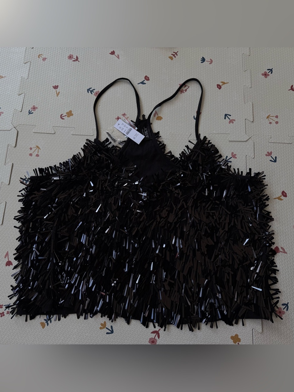 J. Crew Black Sequin Fringe Cami